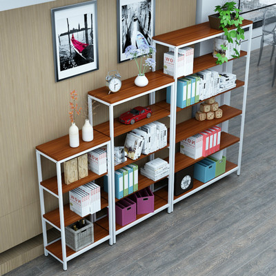 新款鋼木書架簡易鐵藝貨架墻上多層置物架客廳架子展示架書柜定做