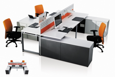 职员四人位办公桌-简约现代公司办工作桌-屏风双人电脑办工桌椅组合